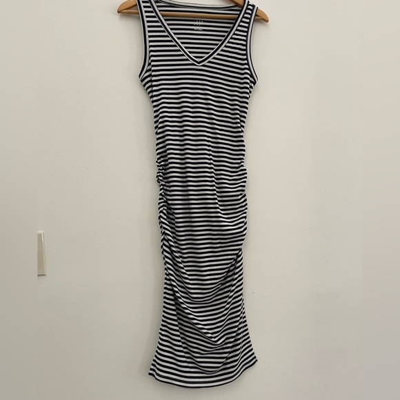 a new day rouched tank dress navy white stripe m medium - Picture 3 of 3